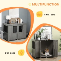 PawHut Dog Crate Table for Medium and Large Dogs with Magnetic Door for Indoor Use, 114 x 60 x 82 cm, Grey(m-5)
