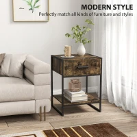 HOMCOM Modern Bedside Table - Rustic Brown(m-4)