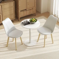 HOMCOM Mesa de Comedor Redonda para 2 Personas Mesa de Cocina de Acero para Interior y Exterior Ø60x72 cm Blanco(m-6)