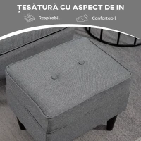 HOMCOM Fotoliu de Sufragerie din Material Textil cu Taburet, Spătar Înalt și Pernă, Gri(m-7)