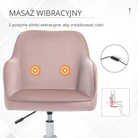 Vinsetto Fotel biurowy z masażem, krzesło obrotowe, krzesło biurowe z funkcją wibracji, aksamit, różowy(m-5)