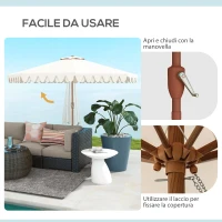 Outsunny Ombrellone da Giardino a Manovella e Inclinabile, Prese d'Aria e 8 Stecche, 2.7x2.4 m, Crema(m-5)