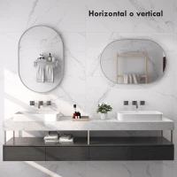 HOMCOM Espejo de Baño Ovalado 60x90 cm Espejo Decorativo de Pared con Marco de Aluminio para Salón Horizontal o Vertical Plata(m-6)
