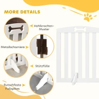 PawHut Freistehendes Hundegitter mit Stützfüßen, für Türrahmen, Flur, Treppe, 155 x 30 x 61 cm, Weiß(m-6)