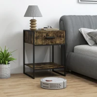 HOMCOM Modern Bedside Table - Rustic Brown(m-7)