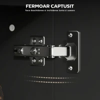 kleankin Dulap cu Oglindă pentru Baie 2 Uși și Raft Deschis 54x15.2x55.3 cm Negru(m-7)