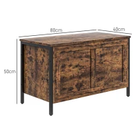 HOMCOM Cassapanca in Legno da 95L Stile Industriale con Coperchio e Cerniera di Sicurezza, 80x40x49cm, Marrone(m-3)