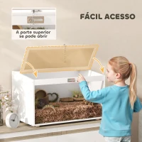PawHut Gaiola para Hamster com Tampa Abatível e Janela de Acrílico Transparente 80x50x50 cm Branco(m-7)
