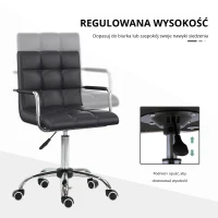 HOMCOM Krzesło biurowe w stylu retro, regulowana wysokość, 5 kółek, 52,5 cm x 54 cm x 99 cm, Czarny(m-4)