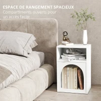 HOMCOM Lot de 2 tables de chevet, table de nuit avec compartiments ouverts, design arqué, 40 x 30 x 60 cm, blanc(m-5)