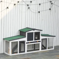 PawHut Konijnenhok konijnenkooi konijnenstal met twee verdiepingen en een openluchtverblijf grenen(m-2)