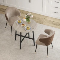 HOMCOM Table à manger ronde 80 cm pour 2 personne avec plateau aspect bois et piètement croisé en acier, bois naturel(m-9)