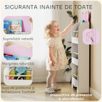 AIYAPLAY Bibliotecă pentru Copii 3 Rafturi în Formă de Ursuleț 55x15x110 cm, Roz(m-5)