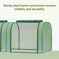Outsunny Mini Greenhouse, Small Polytunnel Green House with Zipped Doors, Steel Frame for Garden Backyard, 295 x 100 x 80cm, Green(m-7)