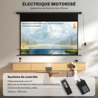 HOMCOM Écran vidéoprojecteur 100 Pouces, 16:9 4K HD montage mural ou plafond, panneau de commande et télécommande(m-4)