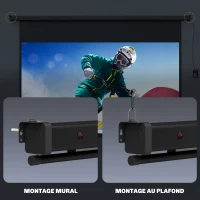 HOMCOM Écran vidéoprojecteur 100 Pouces, 16:9 4K HD montage mural ou plafond, panneau de commande et télécommande(m-7)