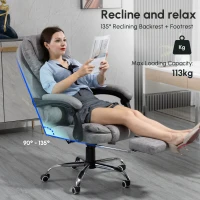 Vinsetto Heated 6 Points Vibration Massage Executive Office Chair Adjustable Swivel Ergonomic High Back Desk Chair Recliner with Footrest Grey(m-4)