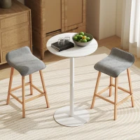 HOMCOM Conjunto de 2 Taburetes de Bar Tapizado en Lino Sintético Taburetes Altos de Cocina con Reposapiés y Patas de Madera Carga 120 kg 40x41,5x75,5 cm Gris y Natural(m-6)
