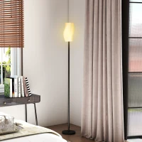 HOMCOM Floor Lamp for Living Room, 3D Printed Modern Standing Lamp with Flowing Curved Shade, 3 Colour Temperature & Foot Switch, Minimalist Tall Pole Lampshade for Bedroom, Office, White(m-9)