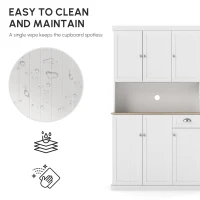 HOMCOM 180cm Freestanding Kitchen Cabinet, Modern Storage Cupboard with Open Countertop, Drawer and 6 Doors(m-4)