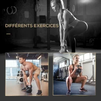 HOMCOM Kettlebell 8 kg, haltère avec poignée ergonomique, haltère à boule, musculation, entraînement, 22 x 17 x 24 cm noir(m-4)