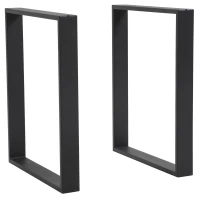 HOMCOM Tischbein-Set, 2 Stahlbeine, 72 x 60 cm, vorgebohrte Löcher, Industrial Design, Stahl, schwarz(m-11)