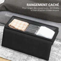 HOMCOM Banc banquette coffre de rangement 2 en 1 assise aspect velours et pieds acier - 100 x 37,5 x 42 cm noir et doré(m-5)