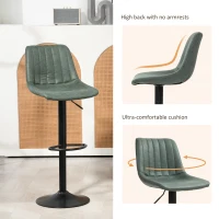 HOMCOM Set of Two Retro Tub Bar Stools - Green(m-4)