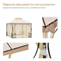 Outsunny 3 x 3 Meters Gazebo Outdoor Patio Party Tent Shelter Garden Canopy Double Tier Sun Shade Steel Frame Beige(m-8)