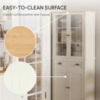 HOMCOM Freestanding Kitchen Cupboard, 5-tier Storage Cabinet with Adjustable Shelves and Drawer for Living Room, Dining Room, Cream White(m-5)