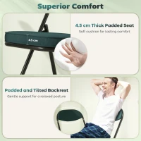 HOMCOM Set of Four Folding Corduroy Seat Chairs - Teal(m-4)