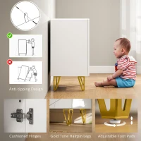 HOMCOM Modern Luxe High Gloss Sideboard, with Hairpin Legs - White(m-7)