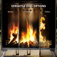 Outsunny Vuurschaal Ø16x25cm van Roestvrij Staal met Pook, Rookvrije Vuurschaal - Grijs(m-5)