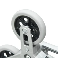 DURHAND Klappbarer Treppensteiger mit 6 Rädern, inkl. Befestigungsgurt, automatische Klappfunktion, Silber + Schwarz(m-10)