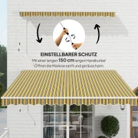 Outsunny Markise Sonnenschutz Sonnendach, 3, 5 m x 2,5 m, Gelb + Grau(m-6)