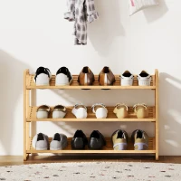 HOMCOM Estantería para Zapatos de Bambú para 12 Pares de Zapatos Estantería para Entrada Dormitorio 76x33x50,8 cm Natural(m-8)