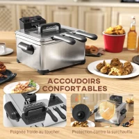 HOMCOM Friteuse 5 litres avec température et minuterie réglables 2000 W panier à huile amovible et fenêtre de visualisation(m-6)