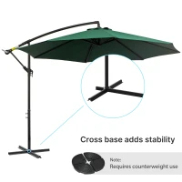 Outsunny 3 meter Cantilever Umbrella Garden Banana Parasol Patio Hanging Sun Shade Green(m-7)