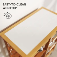 HOMCOM Wooden Kitchen Trolley Rolling Cart Drawers, 3 Shelves, Honey Colour(m-8)