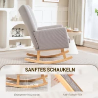 HOMCOM Schaukelstuhl im Retro-Design, Cordbezug, Kautschukholz, Schaumstoff-Füllung, hohe Rückenlehne, Polstersessel, Hellgrau(m-6)