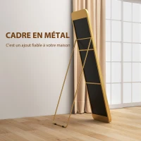 HOMCOM Miroir en pied arqué 40 x 160 cm, montage au sol ou appuyé contre le mur, pour chambre à coucher salon dressing, doré(m-6)