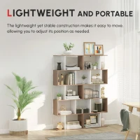 HOMCOM 5-tier Bookcase Storage Display Shelving S Shape design Unit Divider Natural(m-4)