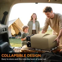 Outsunny Folding Garden Trolley, Outdoor Wagon Cart with Carry Bag, for Beach, Camping, Festival, 120KG Capacity, Khaki(m-4)