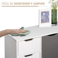 HOMCOM Aparador para Salón con 3 Puertas y Cajón Mueble Auxiliar para Salón Cocina Dormitorio 90x30x72 cm Blanco y Gris(m-7)