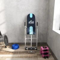 HOMCOM Tabla de Inversión Gravitacional Plegable con Altura Ajustable a 147-198cm y Cinturón 112-142x65x126 cm Negro y Azul(m-9)