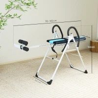 HOMCOM Tabla de Inversión Gravitacional Plegable con Altura Ajustable a 147-198cm y Cinturón 112-142x65x126 cm Negro y Azul(m-3)