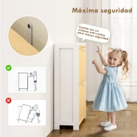 HOMCOM Zapatero Estrecho con 2 Puertas de Bambú con Listones Estantes Ajustables para 12 Pares de Zapatos Blanco y Natural(m-7)