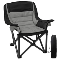 Outsunny Portable Padded Camping Chair, with Bag - Black/Grey(m-1)