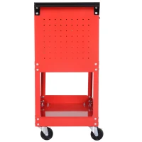 HOMCOM Werkzeugkoffer Werkzeugtrolley Werkzeugbox, 3 Ebenen, 4 Rollen, 82 cm x 35 cm x 76 cm, Rot(m-14)