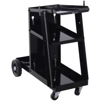 DURHAND Schweißwagen, 3 Ablagen, Sicherheitskette, 4 Räder, Stahl, 71 x 39 x 70cm, Schwarz(m-11)